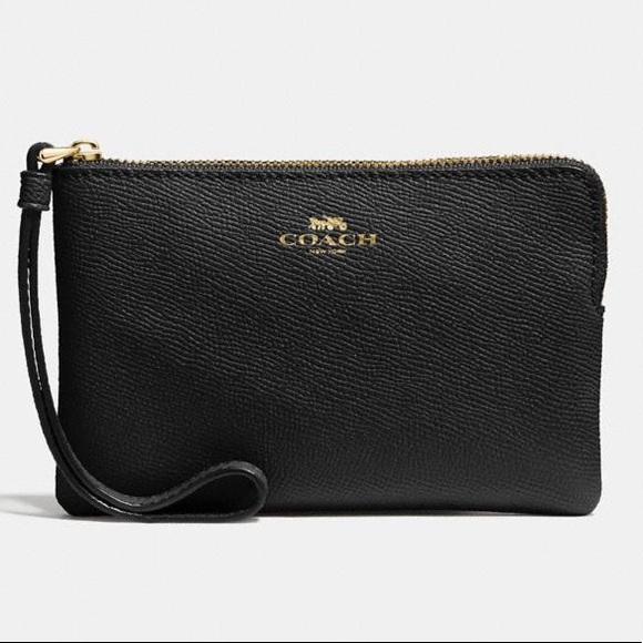Coach Handbags - Coach F54626 Black Crossgrain Corner Zip Wristlet